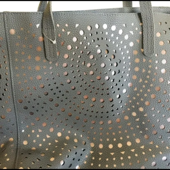 BATH & BODY WORKS Metallic Sheen Tote With Laser Cut Out Detail Grey One Size - Picture 5 of 8